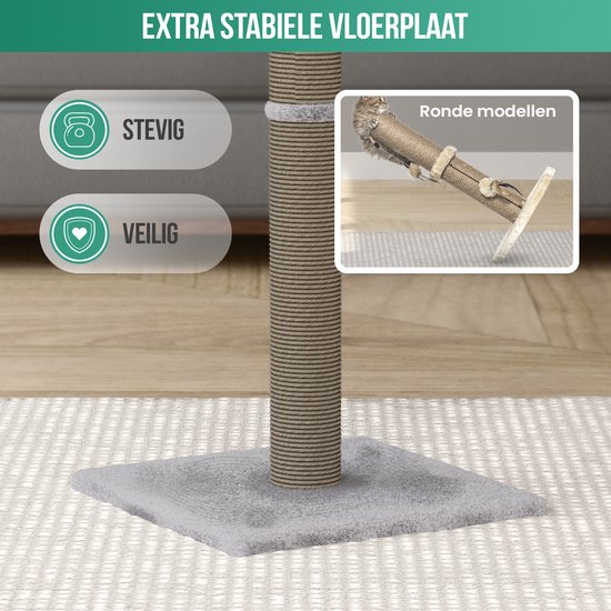 Avalo Griffoir avec balle de jeu - 36x36x74 - Gris clair - Griffoir pour Chats