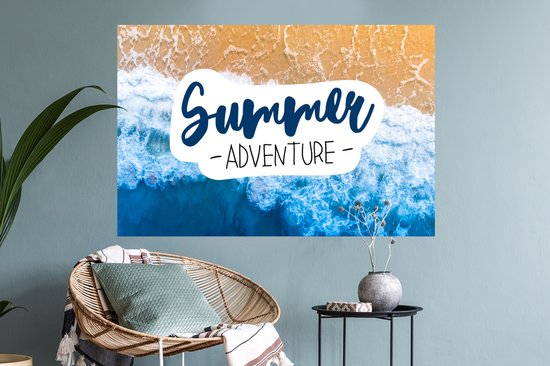 Muurstickers - Sticker Folie - Strand - Zee - Quote - Zomer - 90x60 cm - Plakfolie - Muurstickers Kinderkamer - Zelfklevend Behang - Zelfklevend behangpapier - Stickerfolie