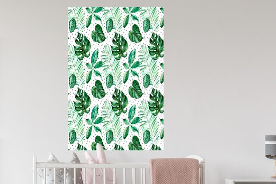 Stickers muraux - Vintage - Feuilles - Pois - 80x120 cm - Film Adhésif