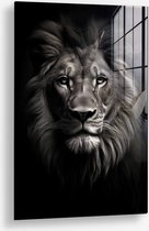 Wallfield™ - Lion Face | Glasschilderij | Muurdecoratie / Wanddecoratie | Gehard glas | 40 x 60 cm | Canvas Alternatief | Woonkamer / Slaapkamer Schilderij | Kleurrijk | Modern / Industrieel | Magnetisch Ophangsysteem