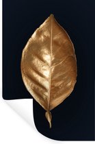 Sticker Muursticker Feuilles dorées portrait - Feuilles dorées sur fond noir - 80x120 cm - film adhésif autocollant - sticker mural repositionnable