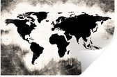 Muurstickers - Sticker Folie - Wereldkaart - Zwart - Wit - Hout - 60x40 cm - Plakfolie - Muurstickers Kinderkamer - Zelfklevend Behang - Zelfklevend behangpapier - Stickerfolie