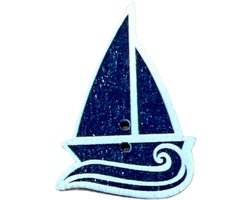 Zeilboot Marine Opnaai Knoop Wooden Button 2.3 cm / 3.2 cm / Blauw Wit