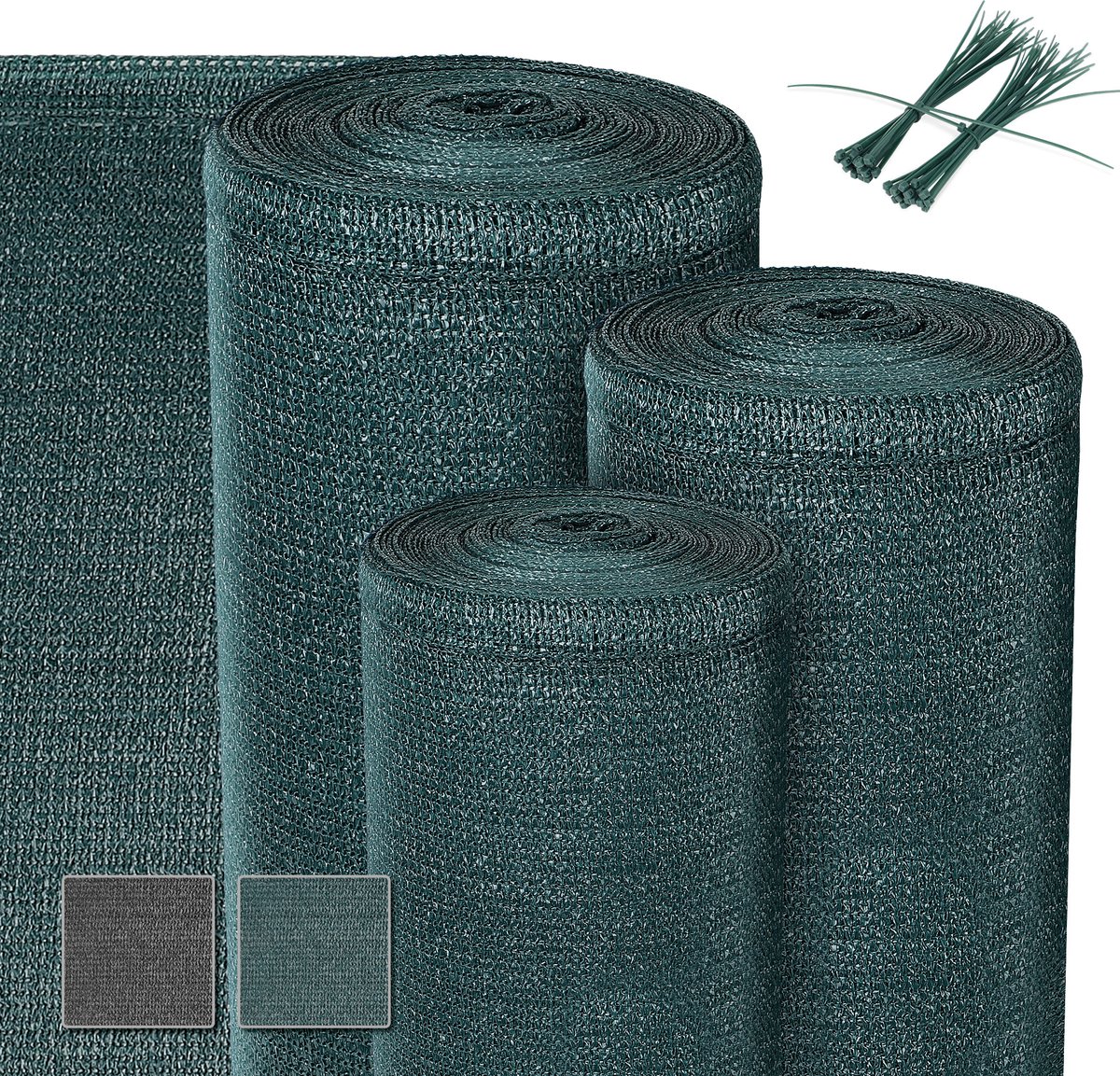 Sol Royal SG80 – Zichtbreeknet Groen 50m x 2m – UV-Bescherming –Schaduwdoek 165 g/m² – Balkonscherm HDPE – Inclusief Kabelbinders