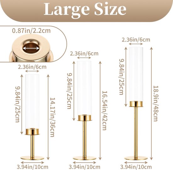 Metalen kandelaar gouden kaars stand 20 inch lang, 5-kaars kandelaar houder voor Taper kaarsen, kaars houder voor bruiloft middelpunt kerst valentijn vakantie feest evenement receptie decor, 2 stuks