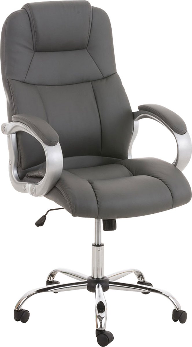 CLP XL Apoll Bureaustoel - Voor volwassenen - Ergonomisch - Met armleuningen - Kunstleer - grijs