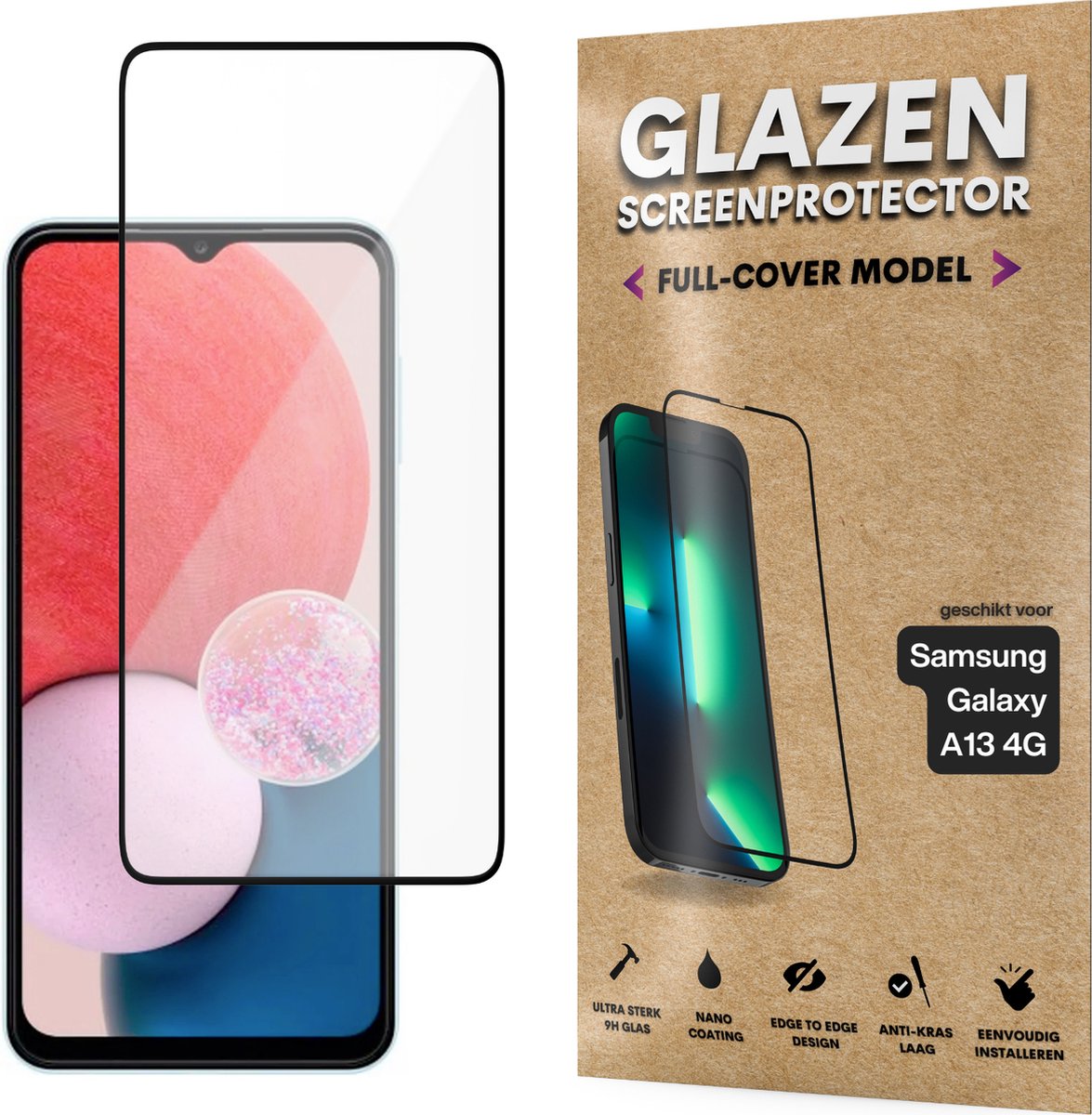 Screenprotector - Geschikt voor Samsung Galaxy A13 4G - Gehard Glas - Full Cover Tempered Glass - Case Friendly