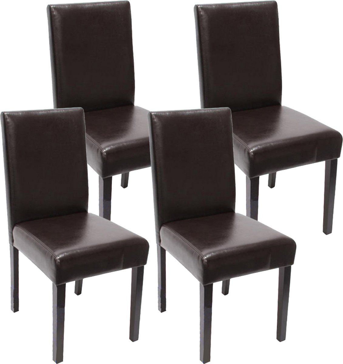 Cosmo Casa Set van 4 Eetkamerstoelen - Keukenstoelen - Kunstleer - Bruin - Donkere Poten - 90 cm x 43 cm x 56 cm