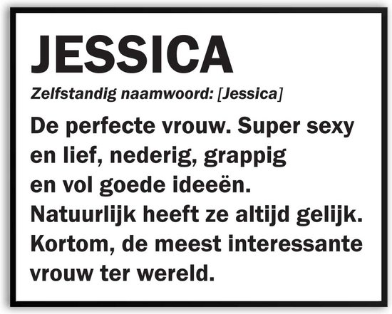 Jessica Woordenboek Fotolijst met glas 40 x 50 cm - Prachtige kwaliteit - jarig - verjaardag - kado - Canvas - incl ophangsysteem - Poster - Grappig - cadeau