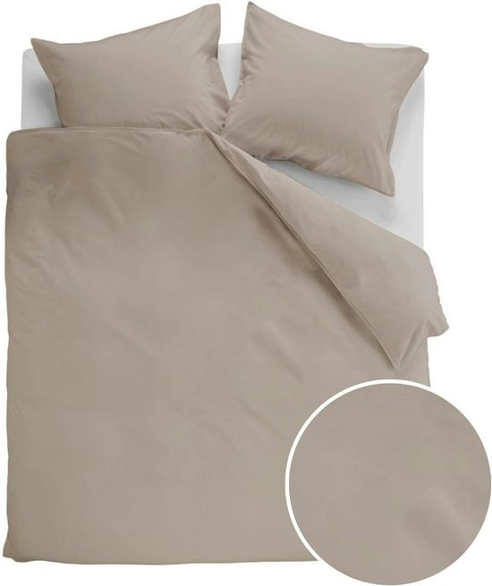 Ambiante Cotton Uni dekbedovertrek - Lits-Jumeaux XL - 260x200/220 - Taupe