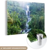 MuchoWow® Glasschilderij 90x60 cm - Schilderij acrylglas - Watervallen in Indonesië - Foto op glas - Schilderijen