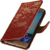 Rood Lace / Kant Design Bookcover Hoesje Samsung Galaxy J1 2015