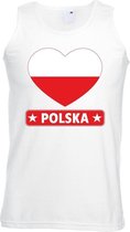 Polen hart vlag singlet shirt/ tanktop wit heren S