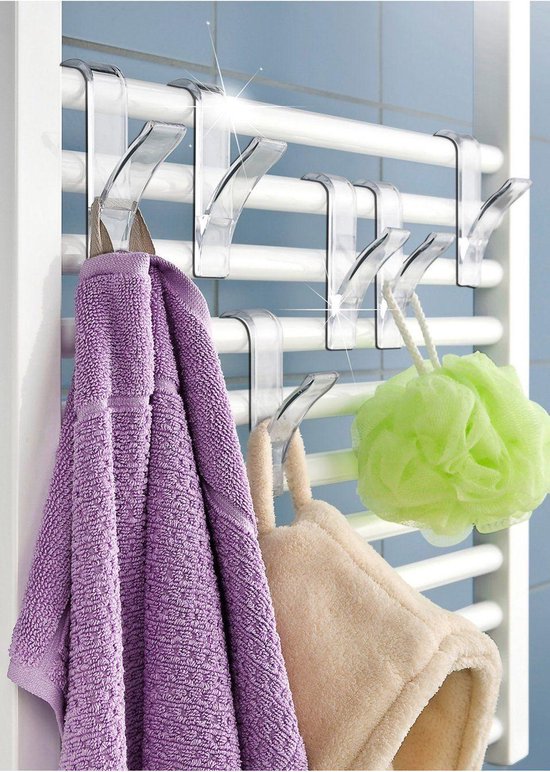 New Age Devi - 6x Handdoek Haak Zwart - De Perfecte Kleding Haak Voor Radiator Praktische Handdoek Houder Hangend Aan Verwarming Stijlvolle Badkamer Haken Hangend