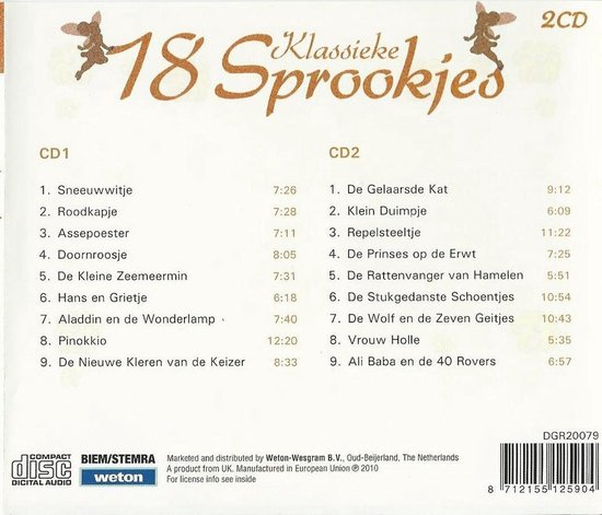 18 sprookjes 2CD, Verzamel | CD (album) | Muziek | bol.com