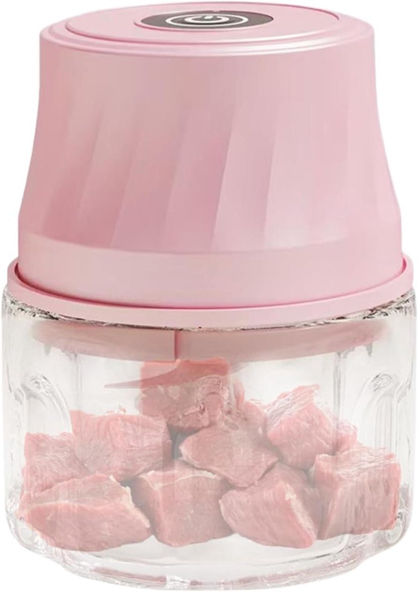 Mini Keukenmachine - Keukenrobot Hakmachine - Snel Ingrediënten Snijden - Draadloos Oplaadbaar - 350ml - Roze
