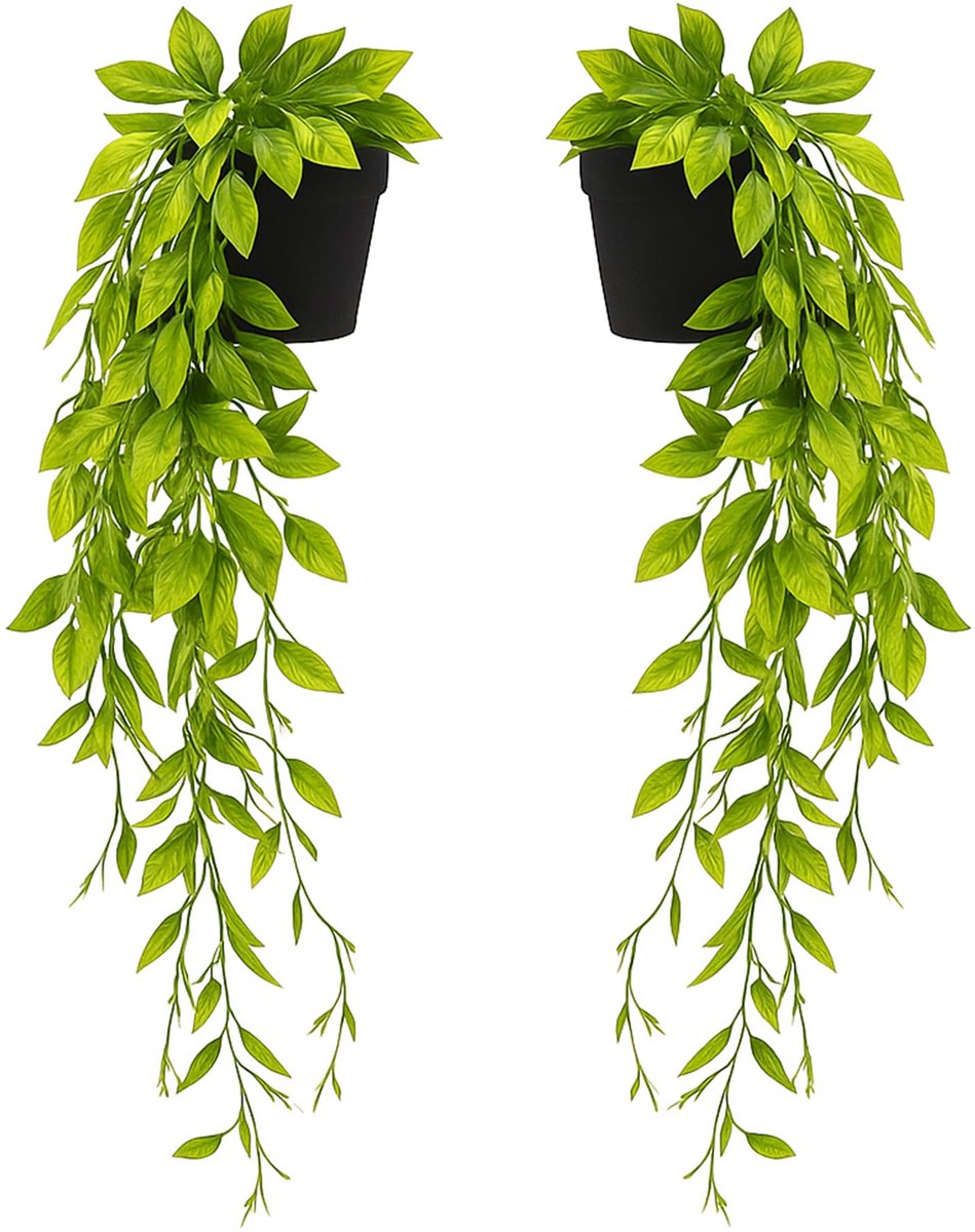 SnelShoppen - 2 pack nepplanten hangende kunstplanten voor binnen en buiten | Kamerdecoratie, huisdecoratie, wandplank, patio, tuin, groen