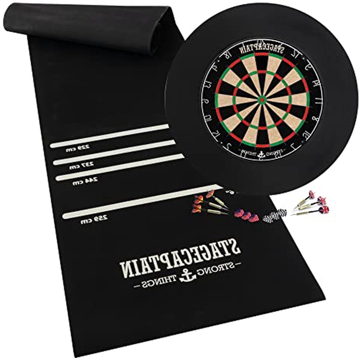 Dartbord Set - Dartbord met pijlen - Pub Quiz - Sisal Toernooimateriaal - 45 cm - Zwart