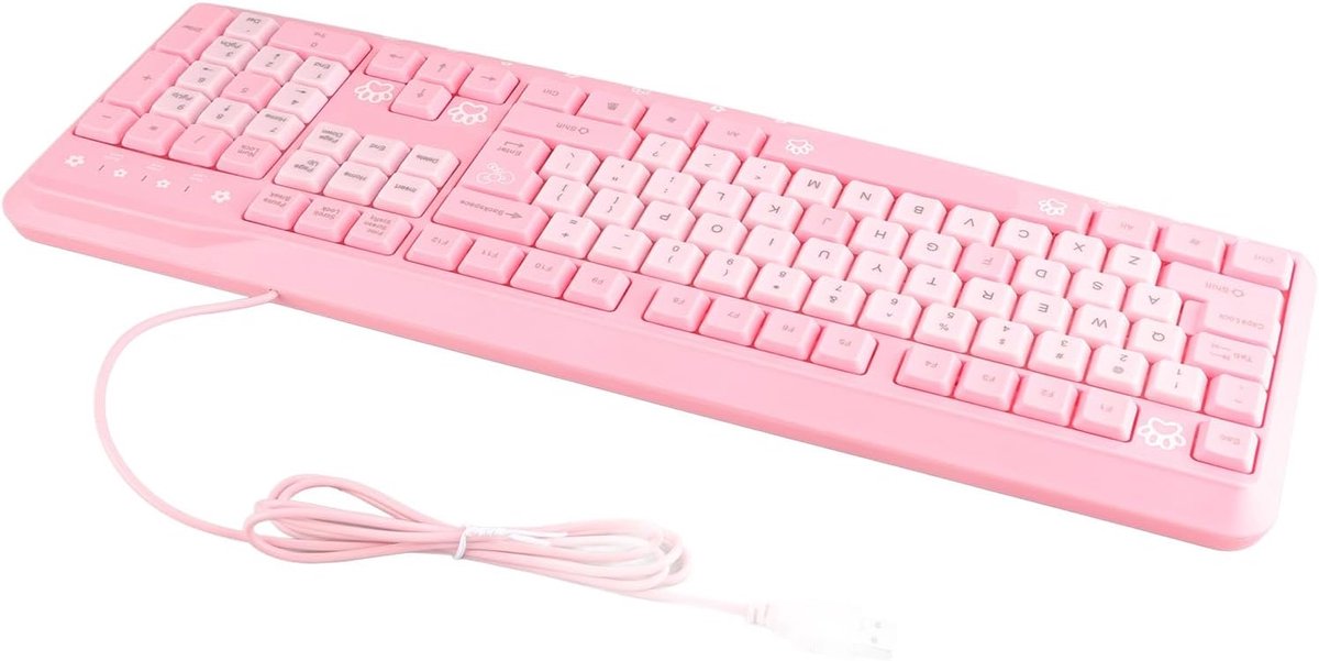SnelShoppen - Sonew Slank USB Toetsenbord - Bedraad, Verstelbare Hoogte, Ultradun, Zwart en Roze Ontwerp voor Thuiskantoor en Gaming - Efficiënt Typen