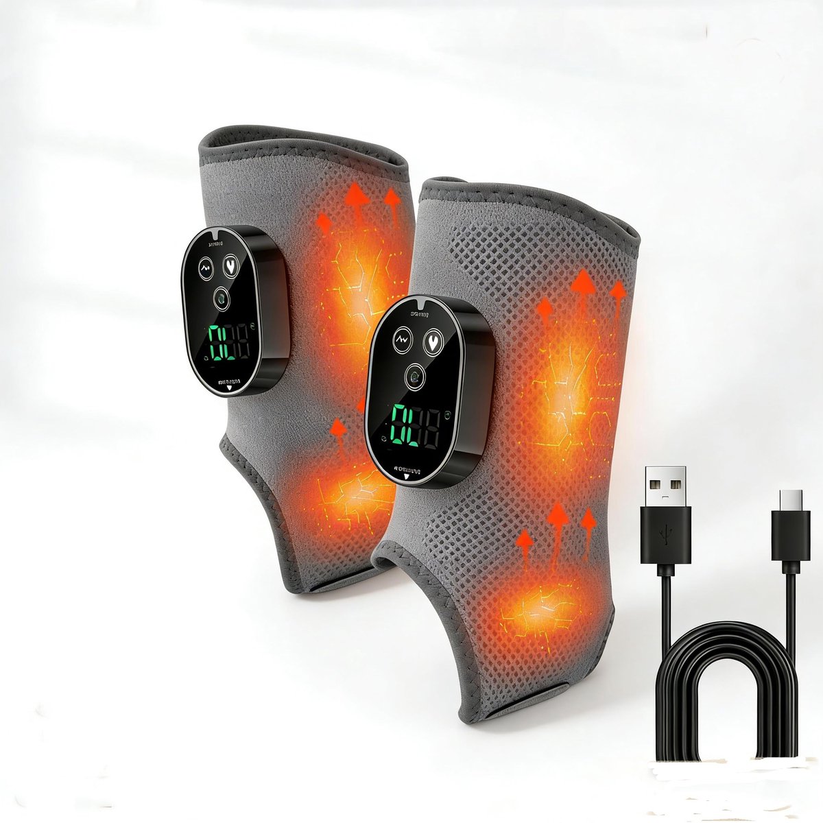 SnelShoppen - Voetmassageapparaat Elektrisch - 2 Stuks Draadloos met 6 Warmtestanden en 3 Trillingen - Ideaal voor Neuropathie en Pijnverlichting - Vo
