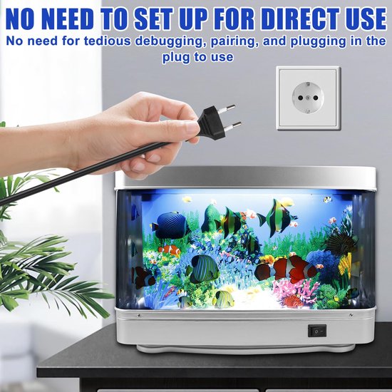 SnelShoppen - LED Aquariumlamp - Decoratief Nachtlampje voor Woonkamer, Kantoor en Slaapkamer - Klein Kunstaquarium met Europese Stekker - Landschapsl van snelshoppen — afbeelding 4