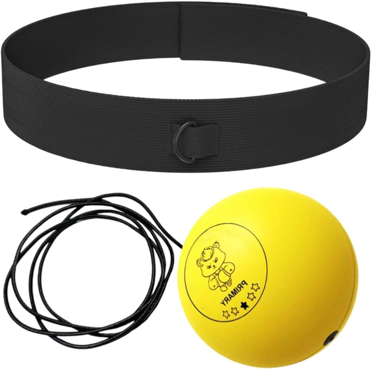 Boksbal met Hoofdband - Reflexbal Boksen - Verbeteren Coördinatie - Verstelbare Hoofdband - 3 Maten Ballen - Geel