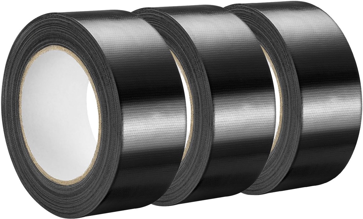 SnelShoppen - 3 Rollen Heavy Duty Black Duct Tape 48mm x 45m | Waterbestendige Gaffer Tape voor Verpakkingsdozen, Reparaties, Binnen/Buiten Gebruik en