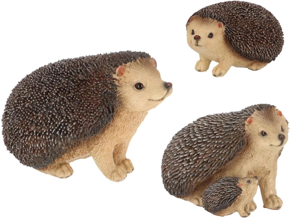 Esschert Design dieren beeldjes set - egel familie - 3 stuks - bosdieren - polyresin