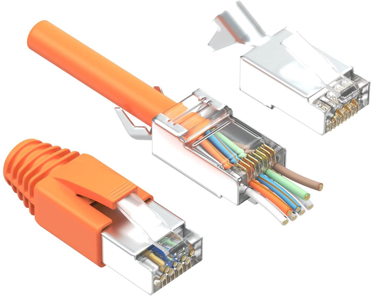 RJ45 Stekkers - Netwerkstekkers Ethernet - Netwerk Installeren - Pass-Through Ontwerp - Set van 20 - Oranje