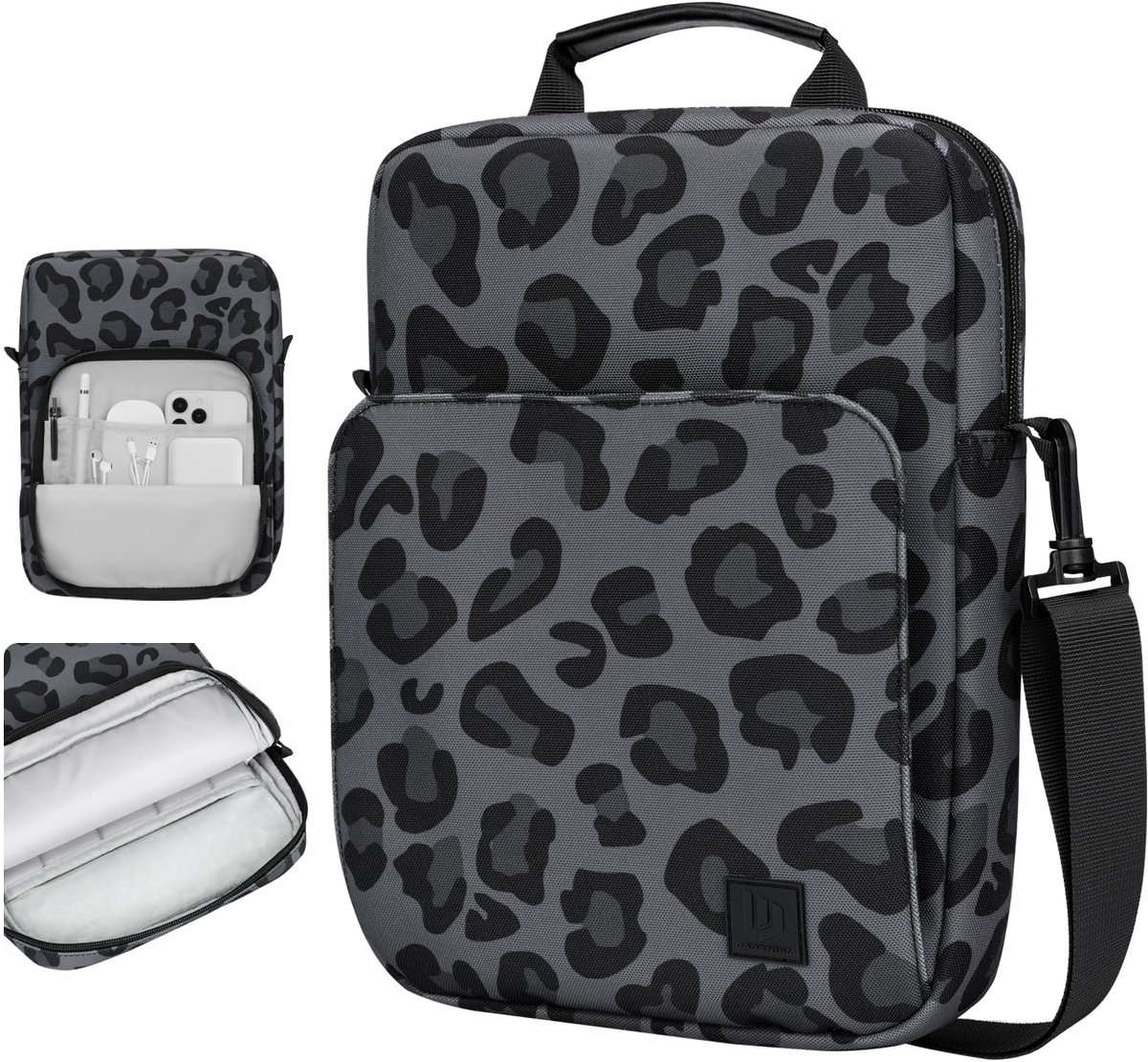 SnelShoppen - Dadanism 9-11 inch tablet-schoudertas voor iPad en Galaxy Tab, luipaardprint, waterafstotend, schouderband, voor dagelijks gebruik, stij
