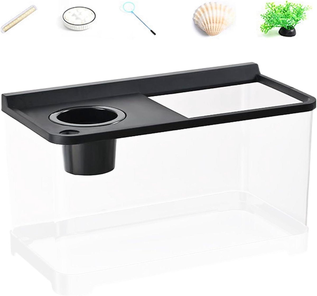 Betta Aquarium - Viskom Decoratie - Thuis Decoratie - Driekleurige Verlichting - 338 cm - Zwart