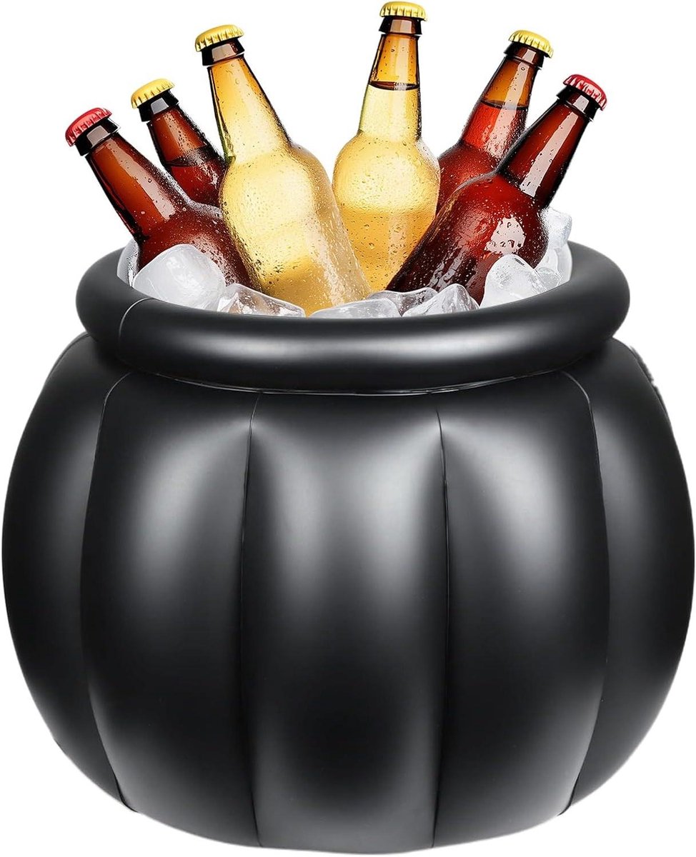 Opblaasbare Koelbox - Drankkoeler Emmer - Feestdecoratie - Griezelige Heksenketel - 56 x 46 cm - Zwart