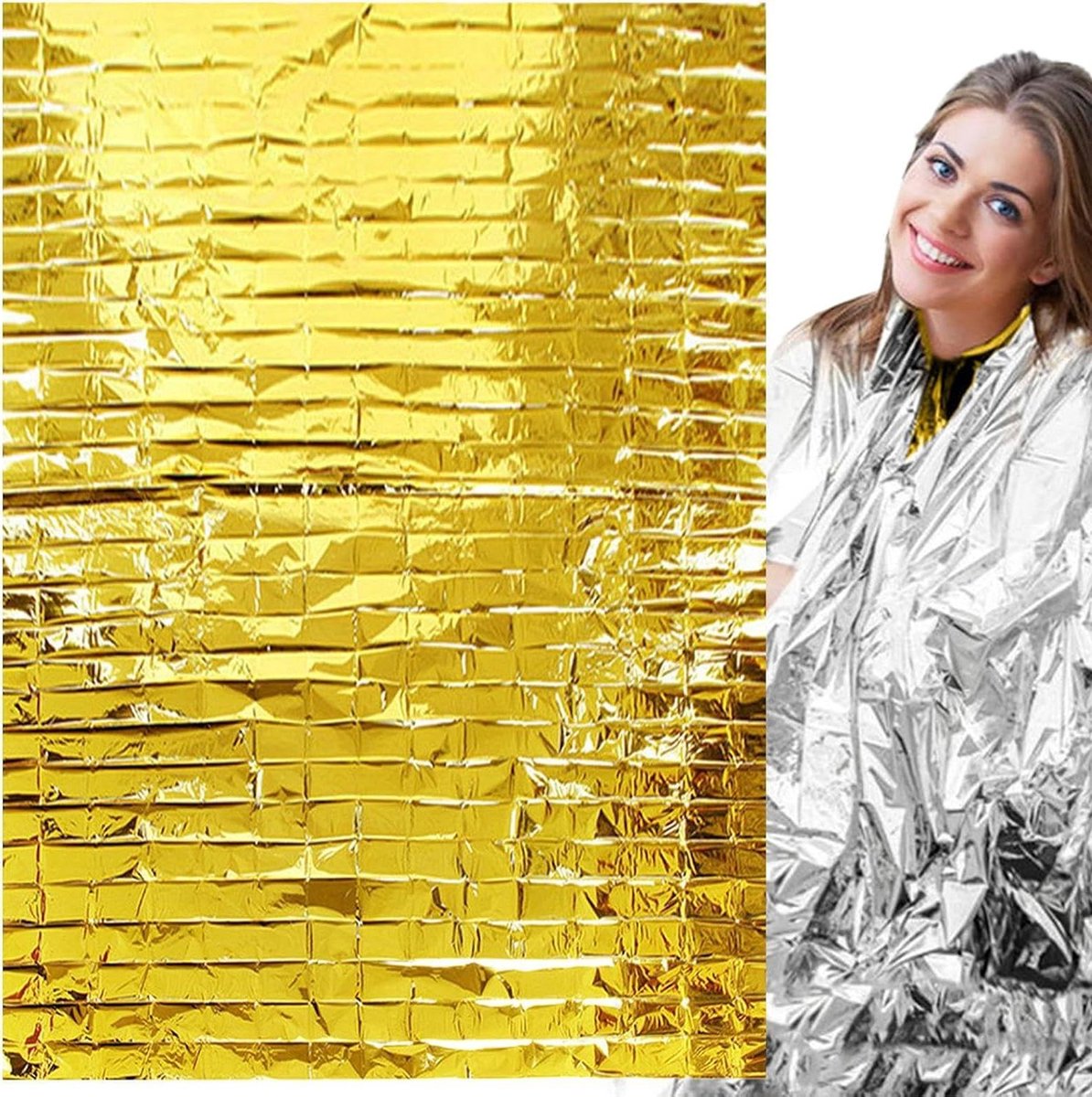 Nooddeken Thermisch - Warmtedeken Survival - Outdoor Bescherming - Waterdicht Geïsoleerd Materiaal - 130 x 210 cm - Goud Zilver
