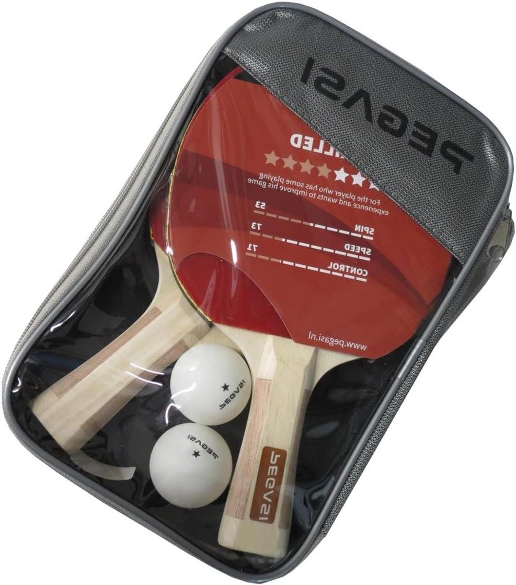 Tafeltennisbat Set - Pingpong Batjes - Spel Verbeteren - Allround Bat - 2 Batjes 2 Ballen - Rood Zwart