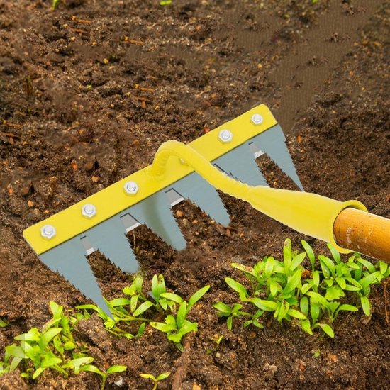 Onkruidverwijderaar Tuin - Wieden Hark - Tuinonderhoud - Roestwerende Coating - 6 Tanden - Zilver — afbeelding 2