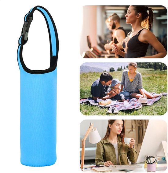 Water Bottle Bag - Fleshouder Pouch - Hydratatie Onderweg - Geïsoleerde Bescherming - 400-600ml Flessen - Blauw — afbeelding 5