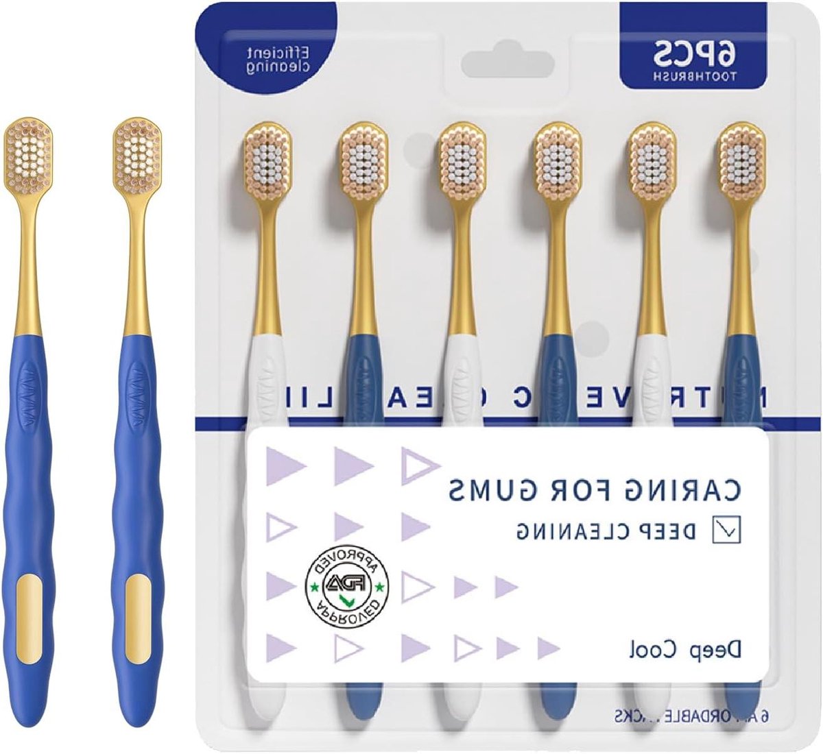 Tandenborstel Set - Handtandenborstel Zachte Borstels - Dagelijkse Mondhygiëne - Ultrazachte Borstelharen - 6 Stuks - Blauw Wit