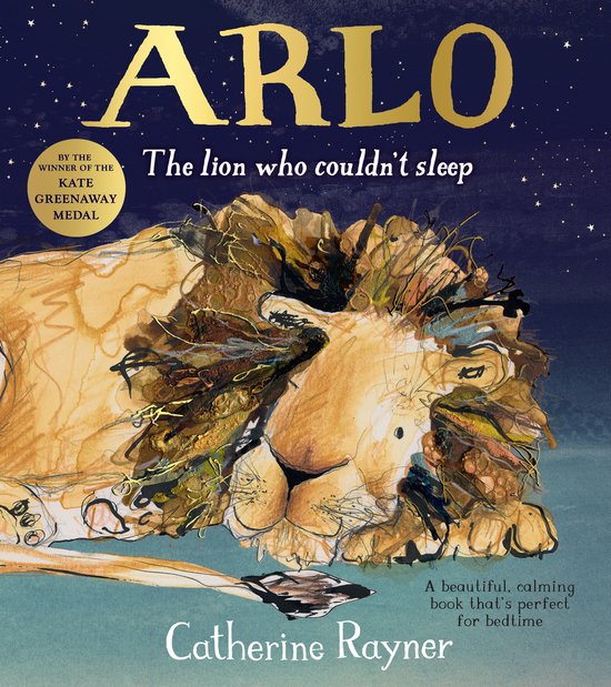 Arlo de leeuw die niet kon slapen, met de tekst 'By the Winner of the Kate Greenway Medal'.