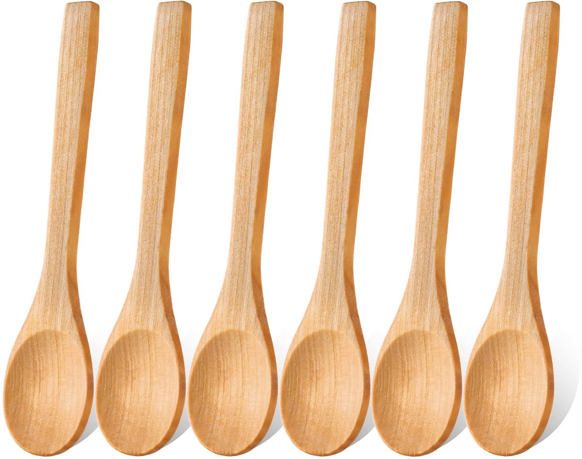 Dailygoods - 6 Stuks Houten Honinglepels - Handgemaakte Serveersets voor Thee en Koffie