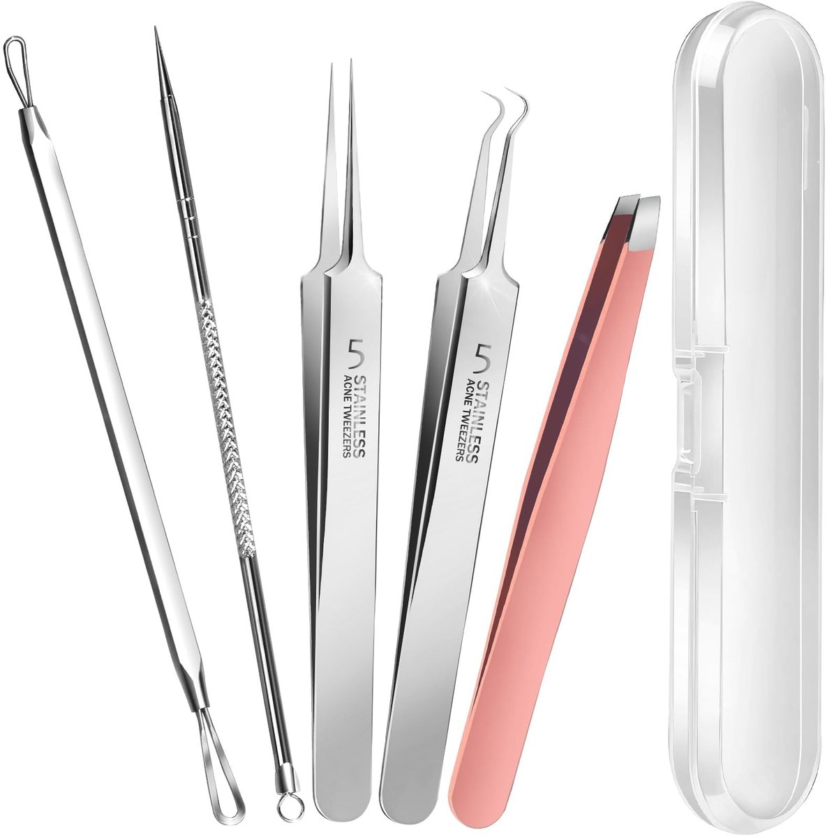 Dailygoods - Blackhead Verwijderaar en Pimple Popper Tool Kit - 5 Stuks voor een Stralende Huid