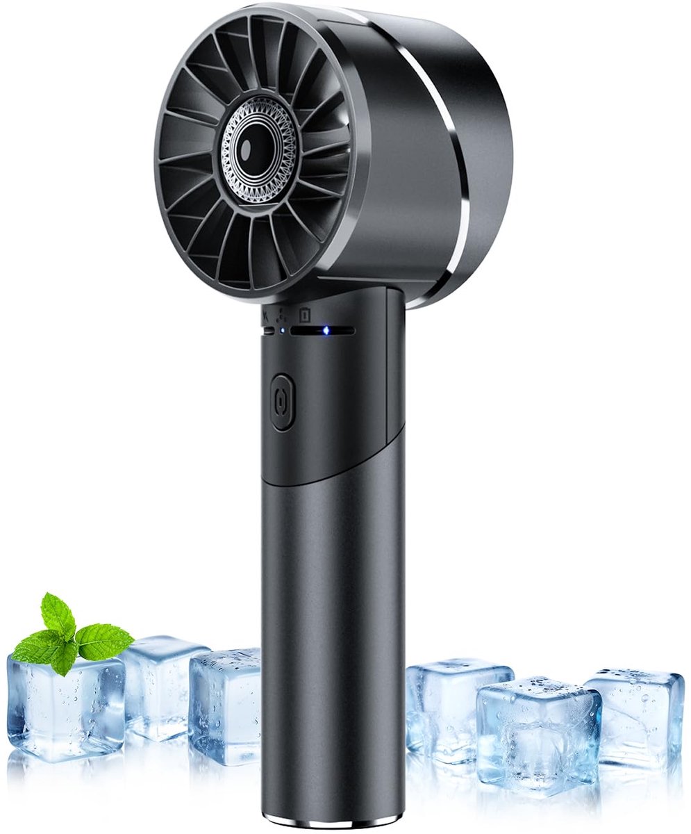 SnelShoppen - Handventilator USB Oplaadbaar, Draagbare Mini Turboventilator met 2600 mAh Accu, Kleine Zakventilator voor Reizen, Camping, Outdoor, Zwa
