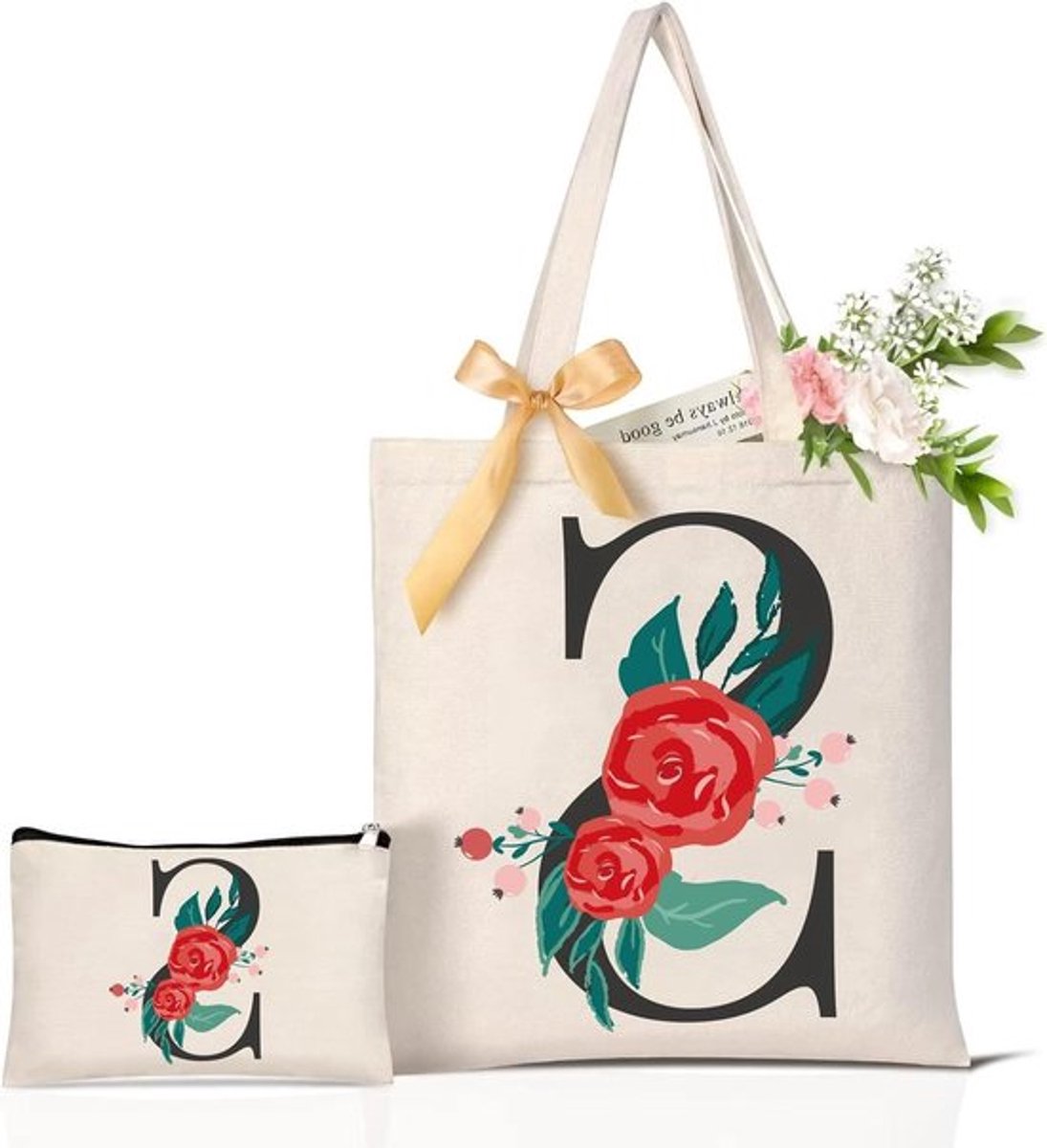 Bloemen canvas draagtas voor bruidsmeisjes, herbruikbaar en opvouwbaar - Casual en wasbare boodschappentas voor vrouwen - Handig voor reizen