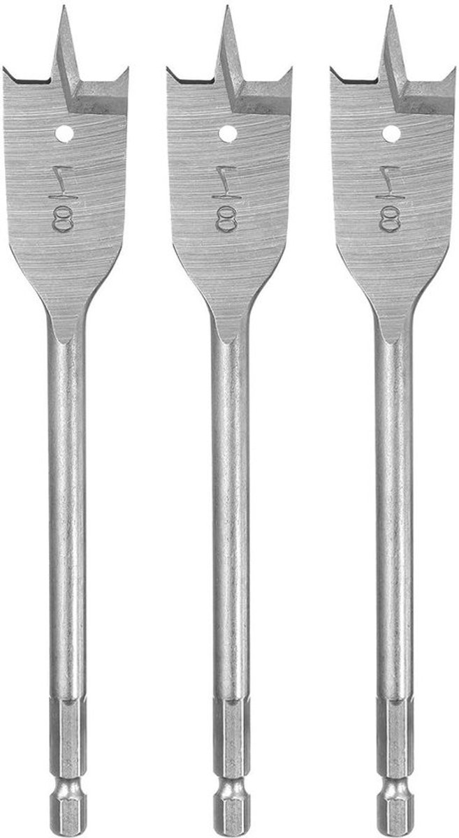 Set van 3 Platboren voor Houtbewerking 7/8 Inch met Snelwissel Zeskantschacht