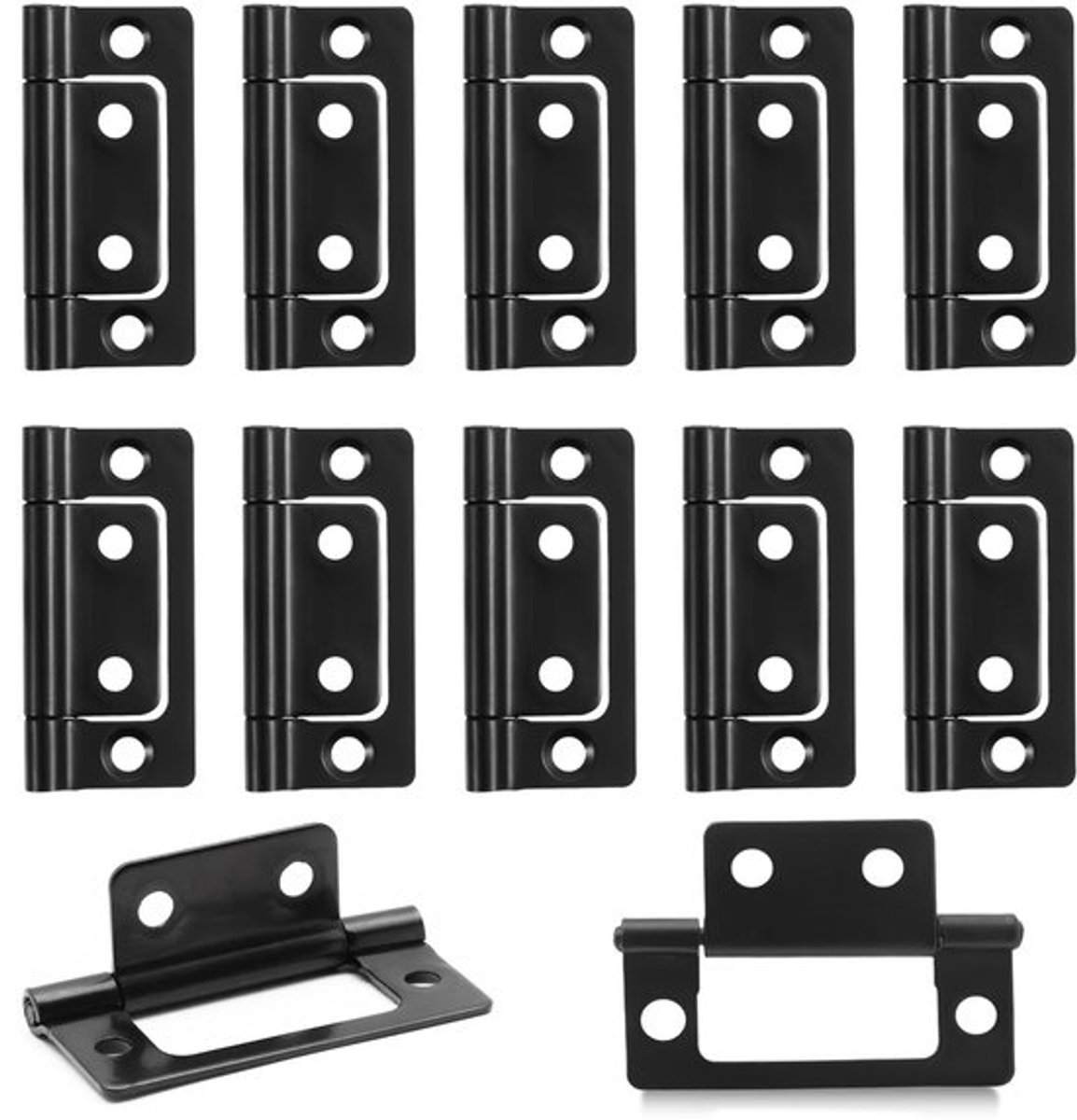 - Ingebouwde Deurhengsels - Bifold Deuren - Stil en soepel - Mat Zwart - Voor Houten Deuren - 12 Stuks