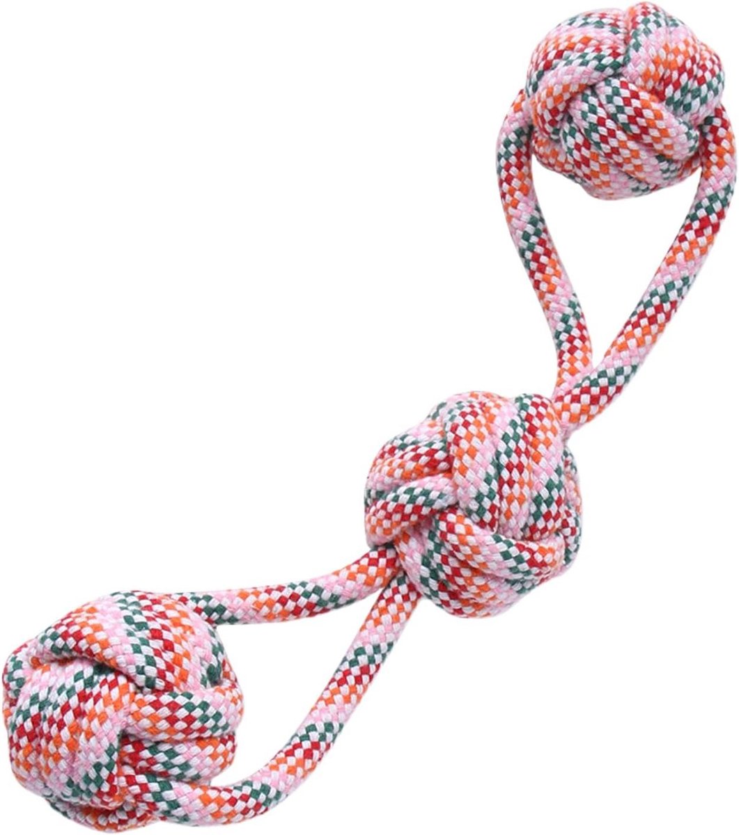 Touwspeeltje Hond - Kauwspeeltje Honden - Tandverzorging Hond - Scheur- en kauwbestendig - 32 cm - Afbeeldingskleur