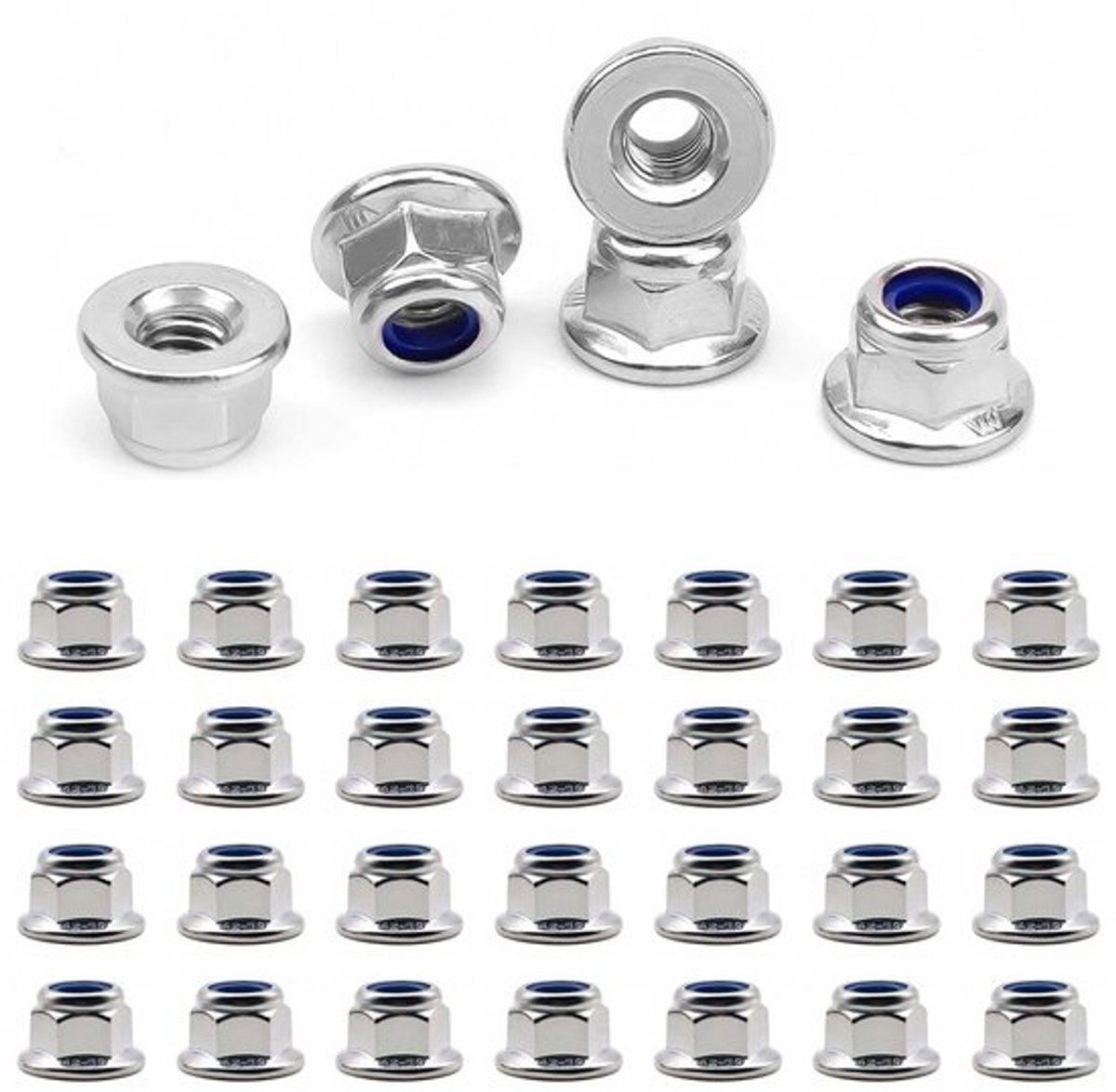 - M5 Moeren - Flensmoeren - Anti-loosring - Zilver - Hexagonale Moeren - Ideaal voor Meubelproductie en Auto-Assemblage