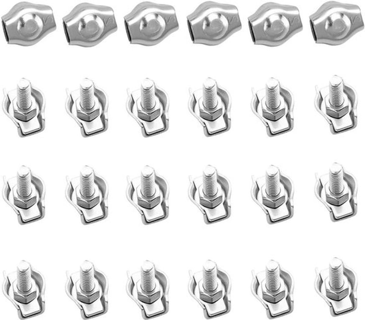 Kabelklemmen RVS voor 2mm Draadkabels - Set van 24 stuks