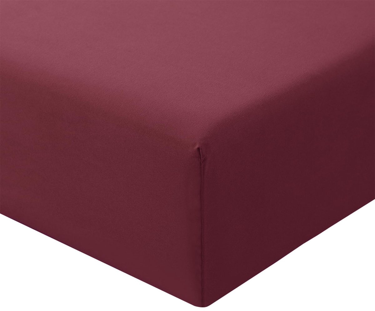 SnelShoppen - Hoeslaken 180x200cm Bordeauxrood - Oeko Tex Microvezel Bedlaken met Diepe Zak 30 cm - Ideaal voor Slaapkamer, Bedden en Beddengoed