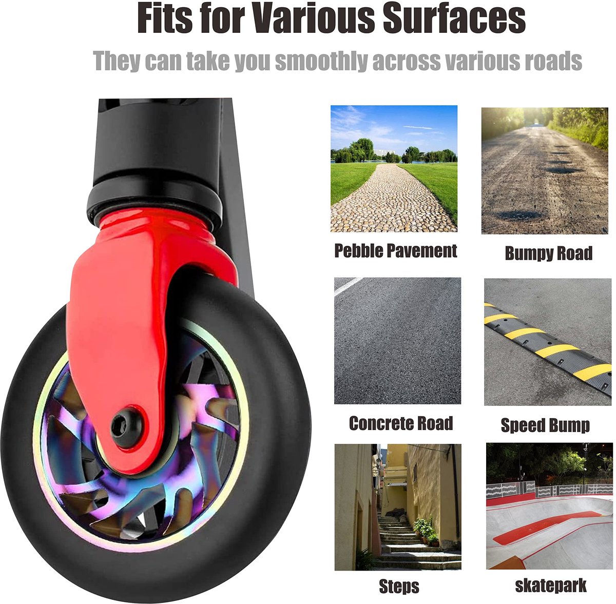 SnelShoppen - Yungeln 110 mm Pro Stunt Scooter Wielen met ABEC 9 Kogellagers, PVC Wielen voor Freestyle Stunt Scooters, 2 Stuks, Geschikt voor Razor,