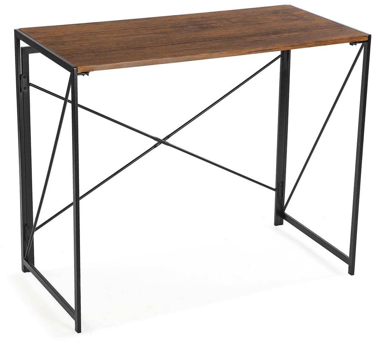 SnelShoppen - Versa Jack Computer Bureau Tafel, Gaming Tafel, Vouwbaar, Hout en Metaal, Bruin, Afmetingen 74x45x90 cm, Ideaal voor Slaapkamer en Studi